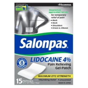 SALONPAS LIDOCAINE 4% PAIN RELIEVING GEL PATCHES 15 CT , ADHESIVE PATCHES