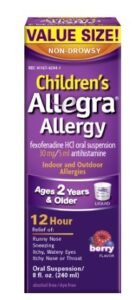 ALLEGRA CHILDREN'S 12 HOUR ALLERGY RELIEF 30MG LIQUID BERRY 8 OZ. , SUSPENSION (NO DROPS)