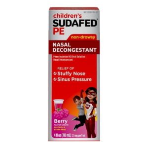 Sudafed Pe Children's Nasal Decongestant Raspberry Liquid 4 oz , LIQUID
