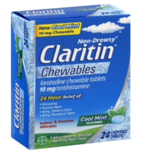 CLARITIN ALLERGY RELIEF 24 HOUR CHEWABLE TABLETS COOL MINT 24 CT , CHEWABLE