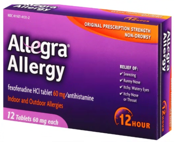 ALLEGRA 12 HOUR ALLERGY RELIEF 60MG TABLETS 12 CT , TABLETS